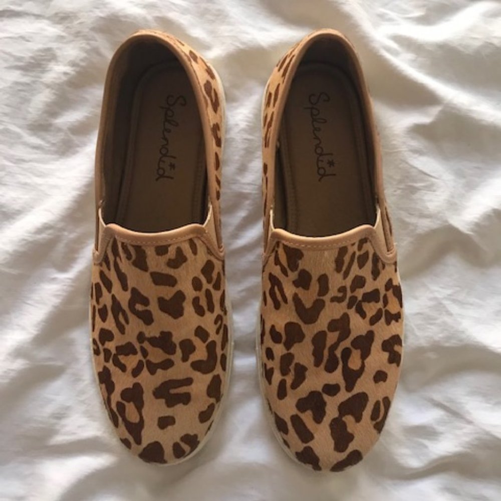Splendid Seaside Leopard Leather Slip-On Sneaker 9M Womens-Like New!!